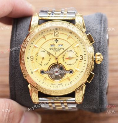 Copy Patek Philippe 'Tattoo' watches Perpetual Calendar Tourbillon Face 41mm